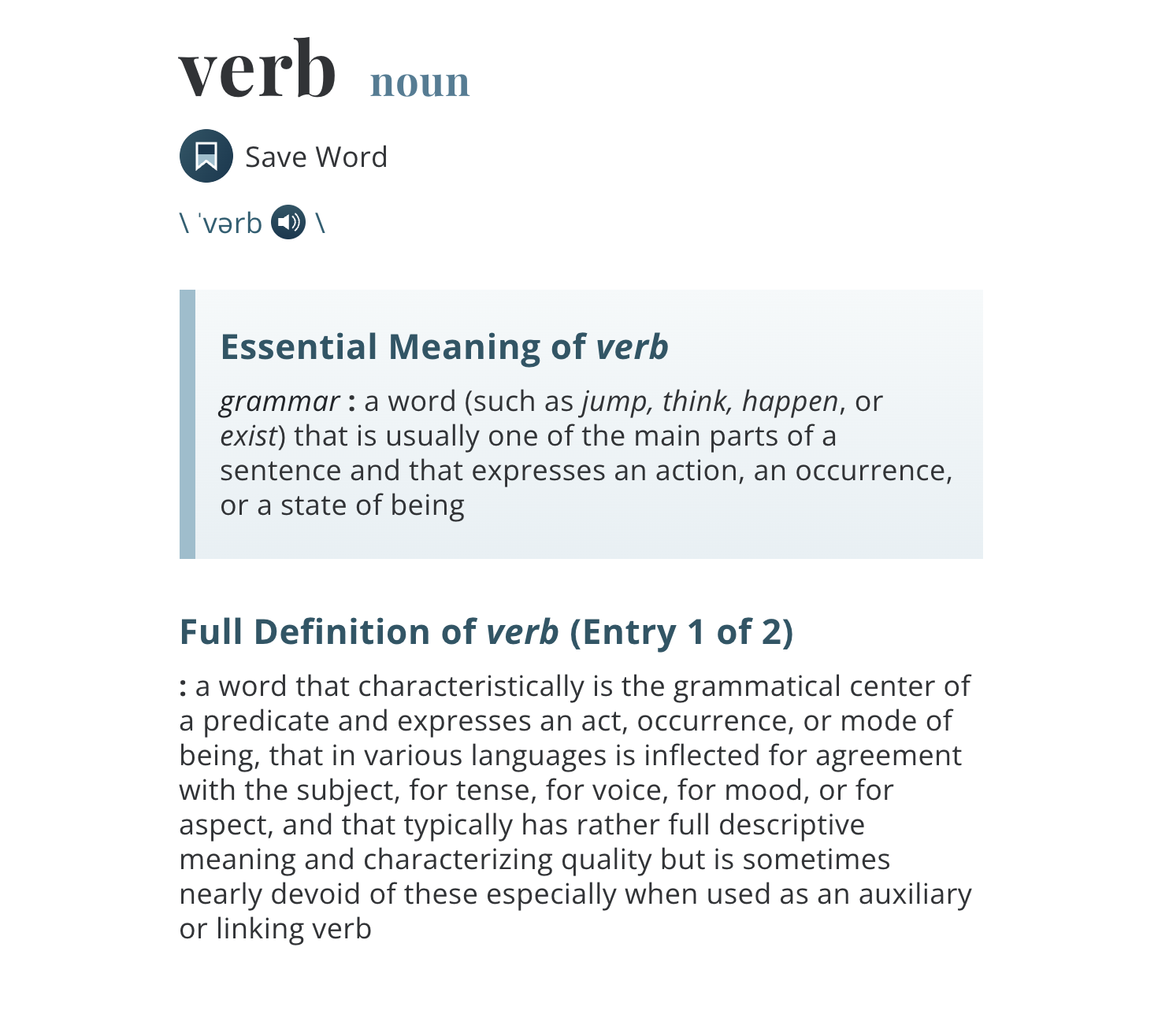 Verbs Definition