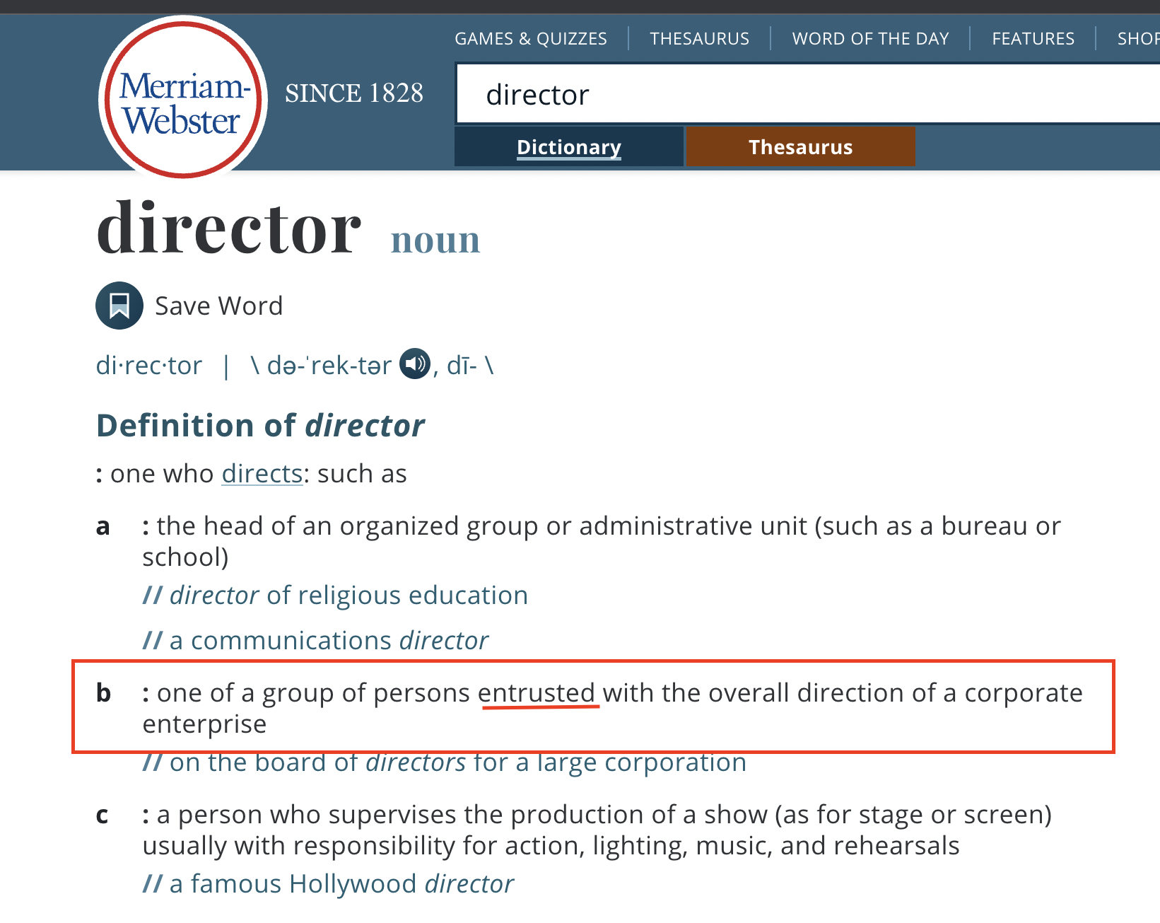 The keyword is "entrusted". The shareholders trust the directors to manage the company with the best interest of the company in mind.