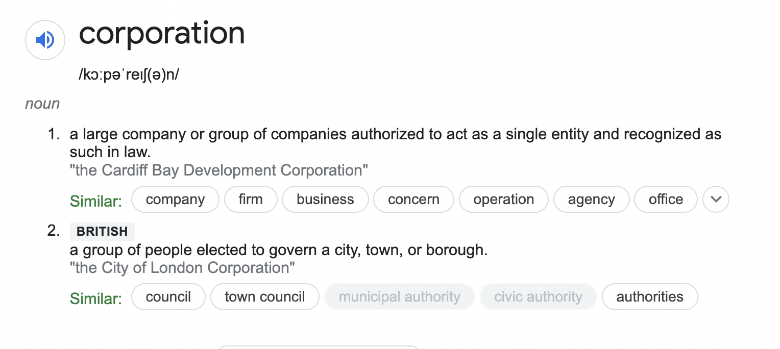 What is the definition of a corporation