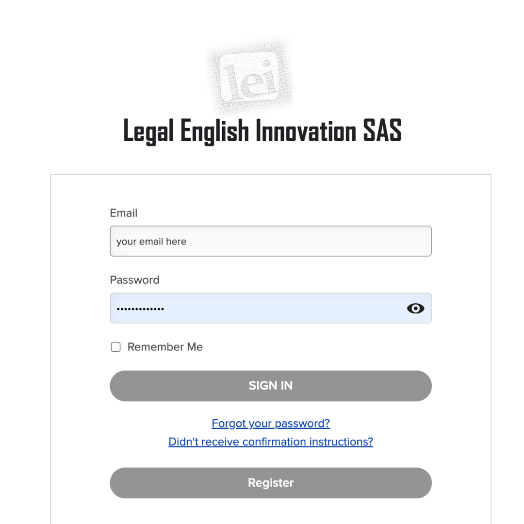 Login Legal English Innovation learning platform