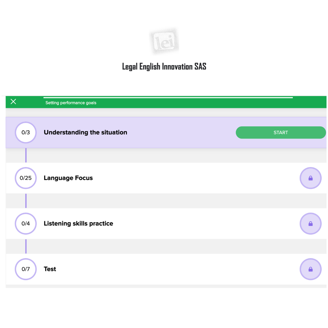 Unit organization Legal English learning platform